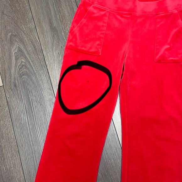 Juicy Couture Red Velour Track Pants S Gold Logo Y2K Retro Preppy Loungewear - Picture 8 of 8